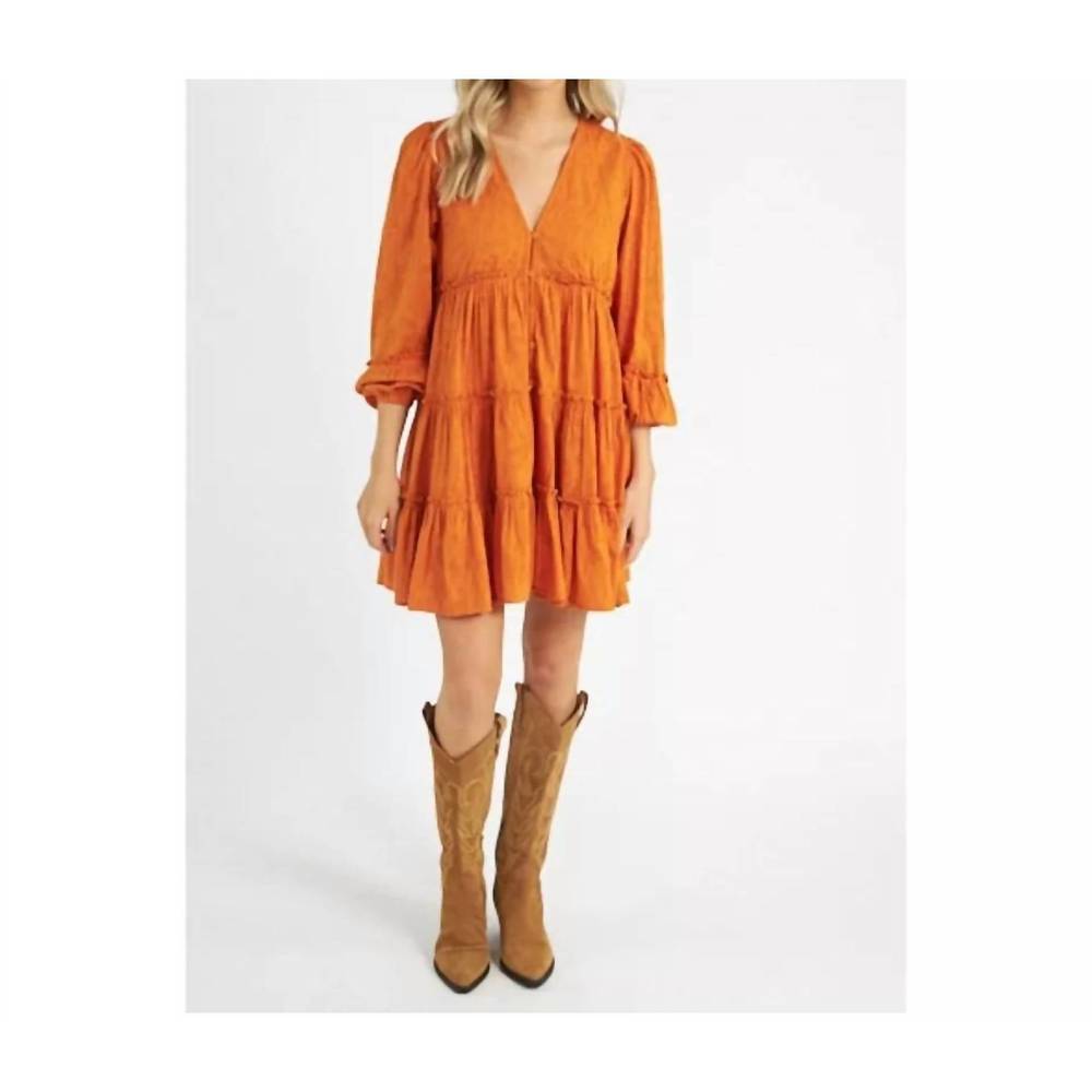 Cleobella Orange Tiered Mini Dress